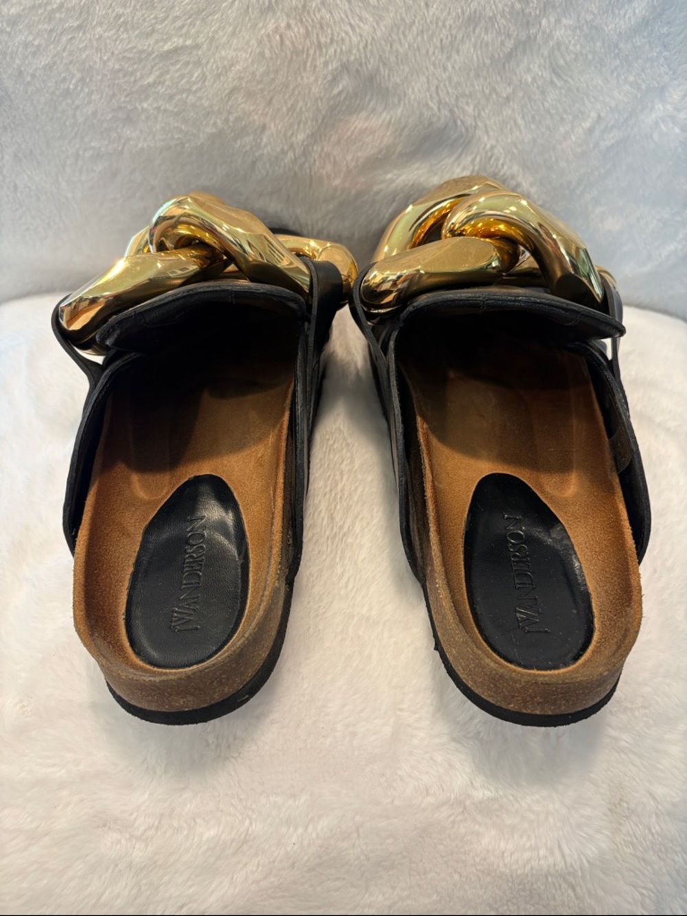 JW Anderson Chunky Napa Chain Slide Black Leather Slip-On Mules - Picture 3 of 7